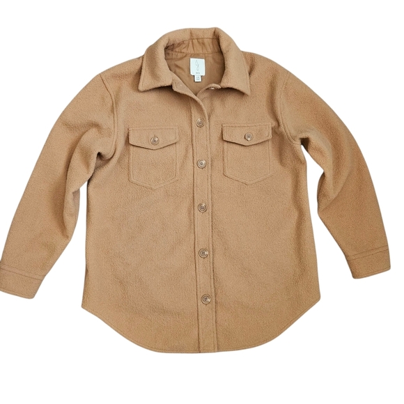 Joie Camel Oversized Shirt Shacket Jacket Large Fall Layering Camping Outdoor - Picture 4 of 11